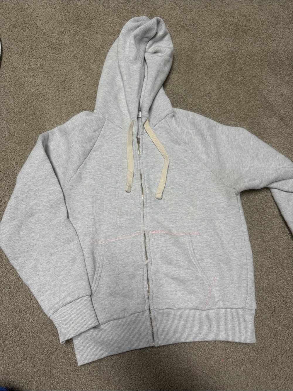 Elizabeth and James Light Gray Zip-Up Hoodie